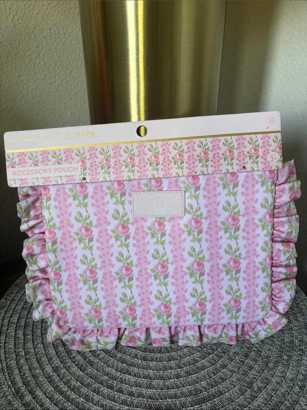NWT Love Shack Fancy X Yoobi Blooming Heirloom Flat Zip Ruffle Pencil Case